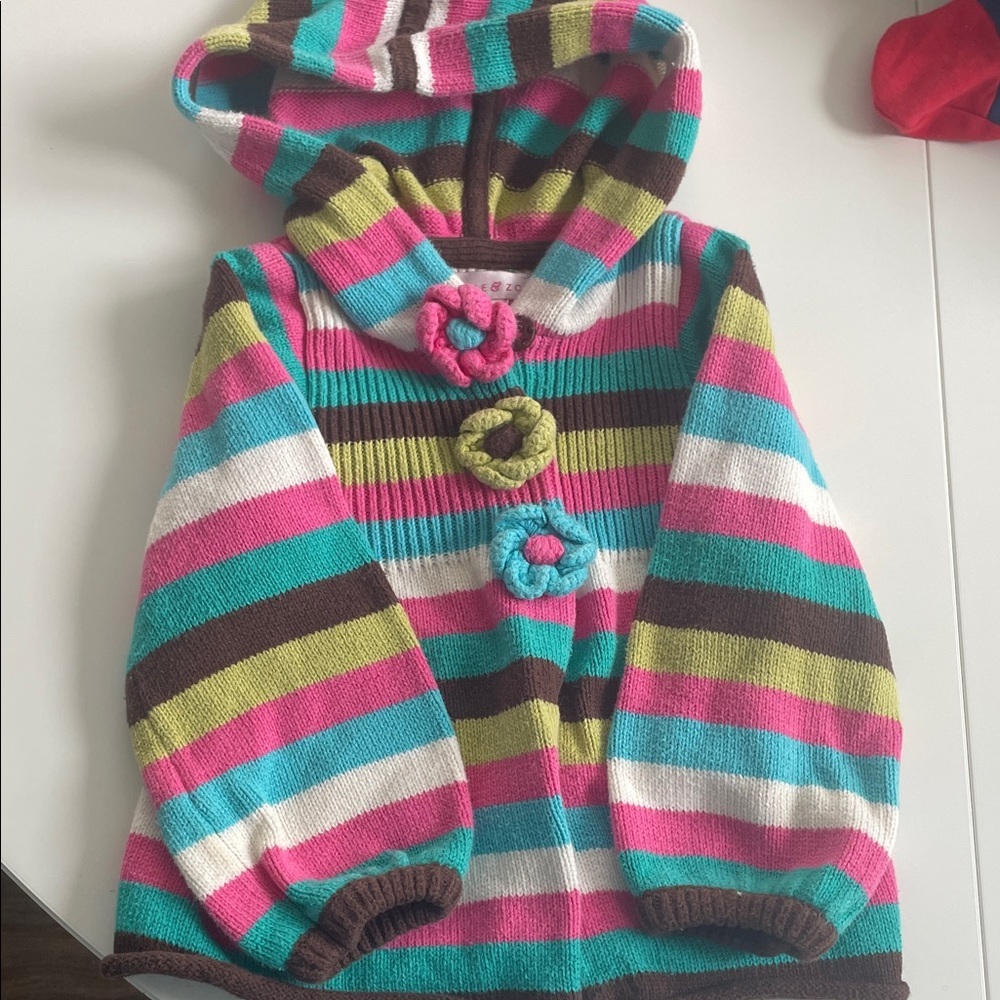 Maggie & Zoe Pink and Teal Striped Sweater